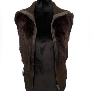 Heart Moon Star Brown Fur Vest High Collar